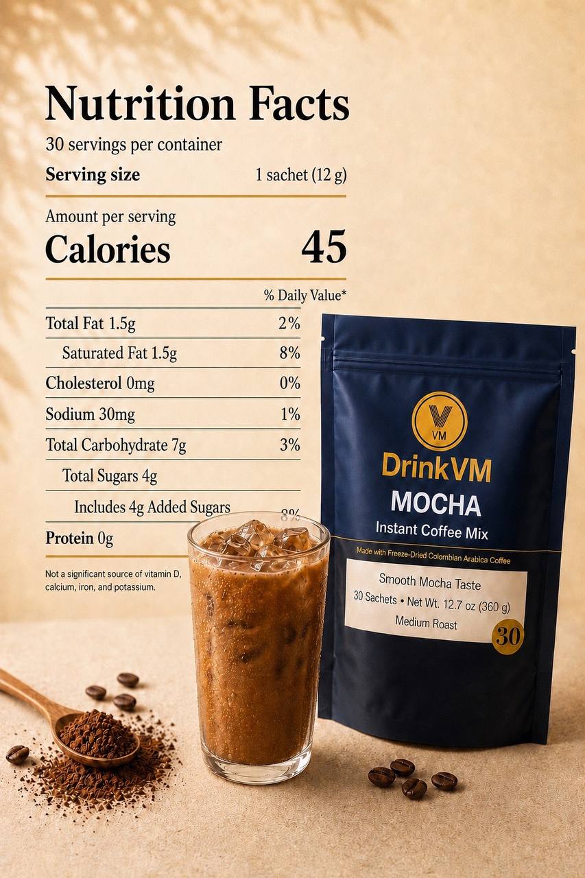 DrinkVM Mocha Instant Coffee Mix – 30 Sachets