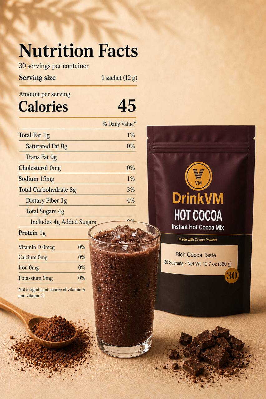 DrinkVM Instant Hot Cocoa Mix – 30 Sachets